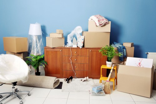 Moving van and boxes for removals in Lowermorden