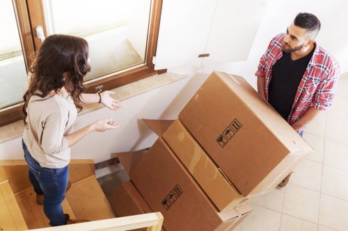 Packed boxes and furniture stored safely in Lowermorden storage unit